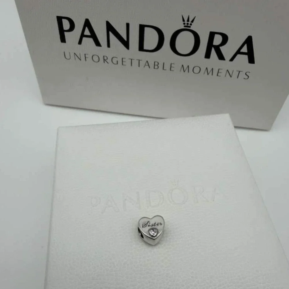 Pandora Sister Heart Charm - Pink Crystal Sterling Silver S925 - NWT‎